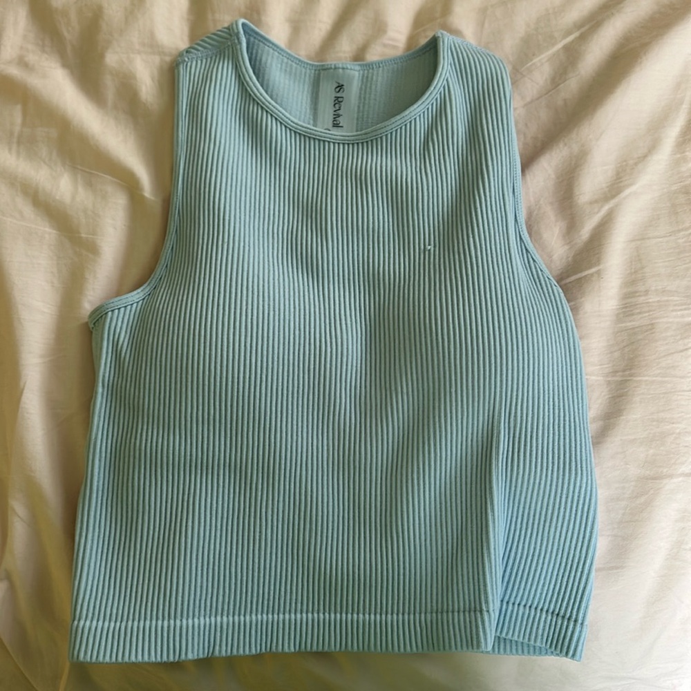 Altar’d State Revival blue ribbed tank top with padding